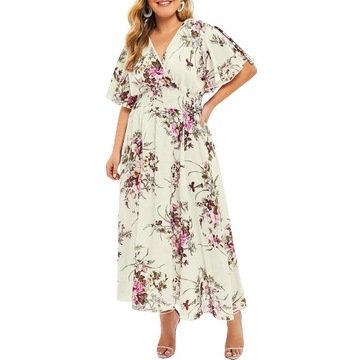 Zwiewna sukienka w kwiaty PLUS SIZE 50 5XL