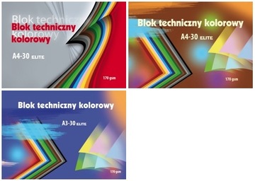 BLOK TECHNICZNY A4 30 KART KOLOR GRUBE KARTKI 170g