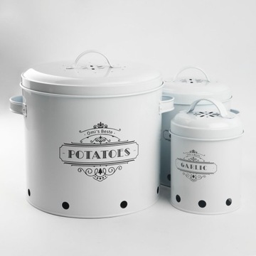 НАБОР ИЗ 3 КОНТЕЙНЕРОВ ДЛЯ ХРАНЕНИЯ ЛУКА, ЧЕСНОКА, КАРТОФЕЛЯ С КРЫШКАМИ