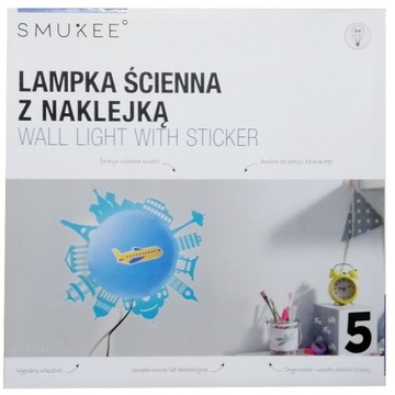 Lampka Ścienna Z Naklejką Do Pokoju Dziecięcego