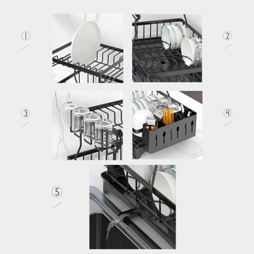 ДВУХУРОВНЕВАЯ СУШИЛКА ДЛЯ СУШКИ ПОСУДЫ КОНТЕЙНЕР ДЛЯ СТОЛОВЫХ ПРИБОРОВ + ВЫПУСК ВОДЫ