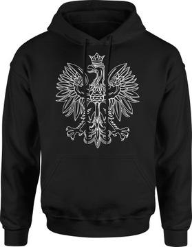 MĘSKA BLUZA Z KAPTUREM KIBICA POLSKA ORZEŁ ROZ S DRESOWA NADRUK Z NADRUKIEM