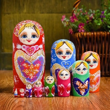 деревянная русская матрешка, 10 слоев крошечных кукол