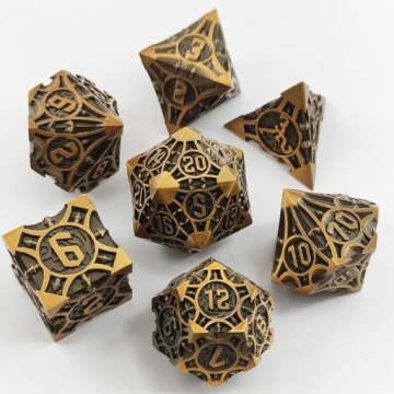 НАБОР ИЗ 7 МЕТАЛЛИЧЕСКИХ КУБИКОВ ДЛЯ РПГ «СТИМПАНК ИЗОБРЕТАТЕЛЬ»