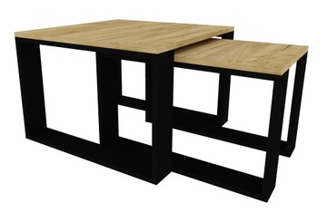 ZESTAW STOLIK KAWOWY ŁAWA 2w1 LOFT DĄB CRAFT ZŁOTY