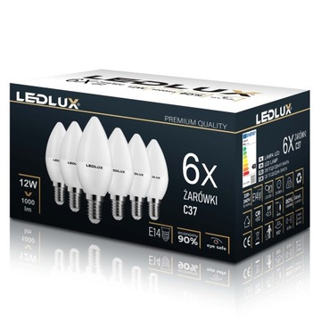 6x Żarówka LED E14 12W =100W SMD 3000K ciepła Premium LEDLUX nie mruga