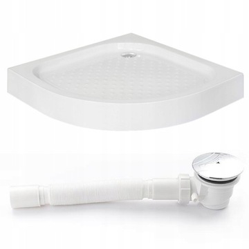 Brodzik do kabiny 80x80 półokrągły niski z SYFONEM