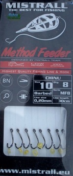 MISTRALL PRZYPON HAK 10 METHOD FEEDER Z GUMKĄ 30 cm