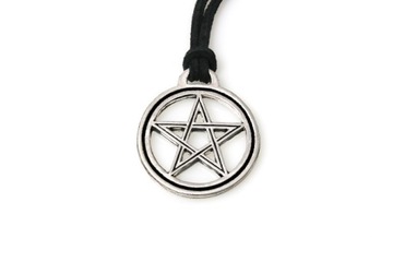 NASZYJNIK PENTAGRAM SREBRNY: AMULET + RZEMYK ar301