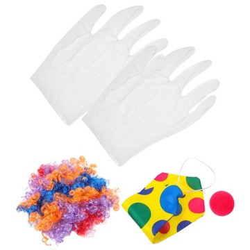 Ga-1 Set of Clown Costume Set Clown Wig Nose Bow Tie