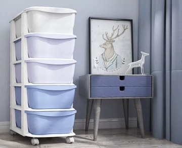 ПОЛКА ПЛАСТИКОВЫЙ КОНТЕЙНЕР КОРЗИНА ДЛЯ ИГРУШЕК ЯЩИКИ 5 ПОЛОК ОРГАНАЙЗЕР