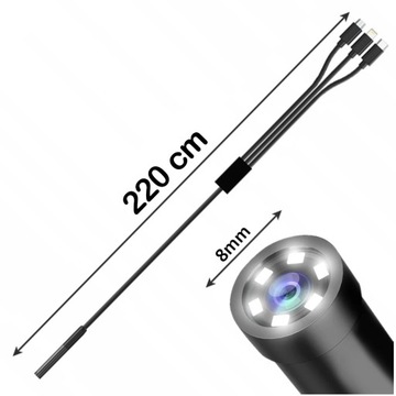 Камера для осмотра эндоскопа, длинный кабель, 2 м. Светодиодные индикаторы USB Type-C