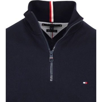 Tommy Hilfiger sweter 1985 ZIP MOCK niebieski golf rozmiar L