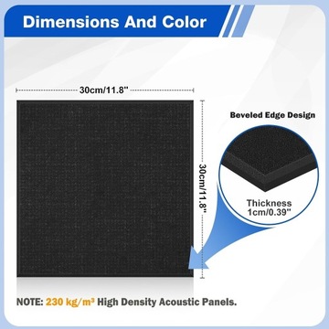 PANELE AKUSTYCZNE CZARNE SAMOPRZYLEPNE 12X 30X30X1 PREMIUM