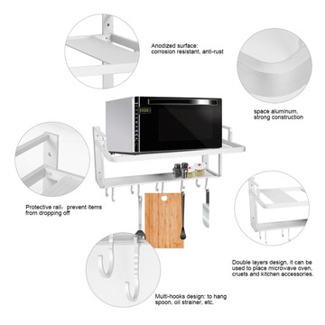 Space Aluminiowa dwuwarstwowa wisząca kuchenka mikrofalowa Stojak na stojak