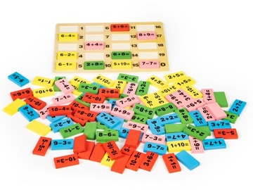KLOCKI MATEMATYCZNE Z TABLICĄ DOMINO EDUKACYJNE