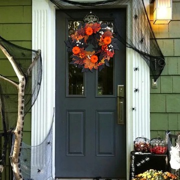 Осенний венок Искусственные тыквы-ягоды 40см