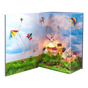 DIY drewniane meble oświetlenie Led domek dla lalek miniaturowy holenderski