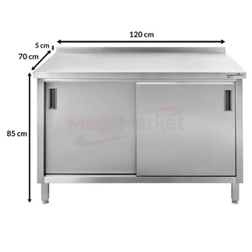 Stół GASTRONOMICZNY z szafką roboczy 120x70 ze stali nierdzewnej spawany