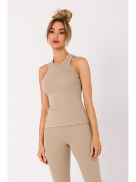 EU M M735 Top bokserka z dzianiny prążkowanej - be