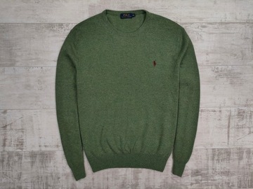 RALPH LAUREN POLO MĘSKI SWETER ZIELONY WEŁNA MERINO ORYGINAŁ IDEAŁ r. XXL