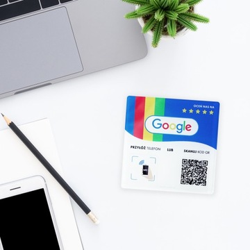Табличка с NFC и QR-кодом для сайта отзывов Google, красочная печать
