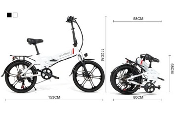Rower elektryczny składany Samebike 350w 35km/h czarny PL