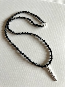 Naszyjnik handmade Sowa Las Luna Lunula onyks