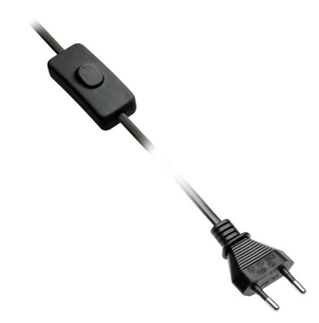Kabel zasilający z wtyczka i włącznikiem 2m czarny