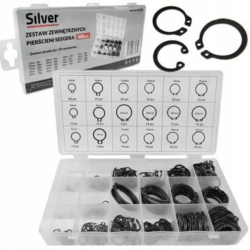 ZESTAW PIERŚCIENIE SEGERA ZEWNĘTRZNE 300SZT 18 ROZMIARÓW ORGANIZER S10538