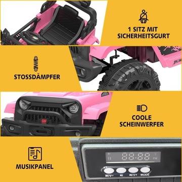 Детский электромобиль 12В с дистанционным управлением, Красный/Черный/Белый/Розовый