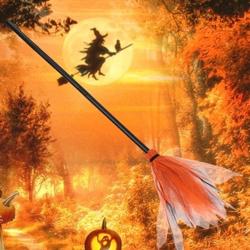 Волшебная метла, летающее фетровое рождественское украшение для детей, оранжевая ведьминская метла