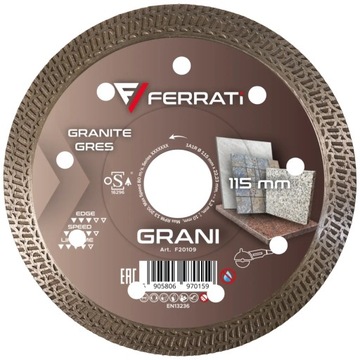 FERRATI GRANI 115 x 22,23 mm - Tarcza diamentowa do cięcia gresu i ceramiki