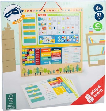 Językowa Edukacyjna Tablica Magnetyczna Small Foot 43 cm Planer Tygodniowy