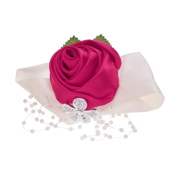 ch-Wrist Corsage Wedding Bracelet Bridal Rose Red