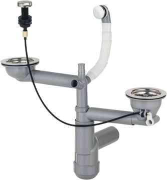 Syfon do zlewozmywaka granitowego 1.5- i 2-komorowego - Space-Saver Stal
