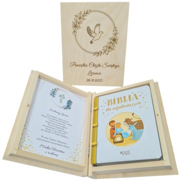 Pamiątka Chrztu pudełko na Chrzest Święty Biblia