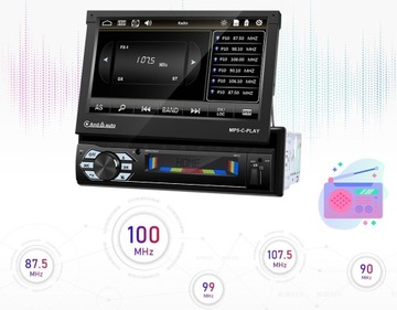 АВТОМОБИЛЬНЫЙ РАДИО 1DIN 7 ДЮЙМОВ BT С РАЗДВИЖНЫМ СЕНСОРНЫМ ЭКРАНОМ