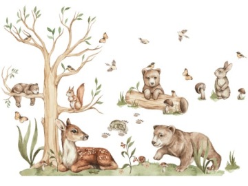 Naklejki na ścianę dla dzieci LEŚNE RODZINA XXL