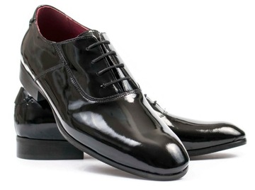 Czarne lakierki męskie Buty ślubne wiedenki T31 43