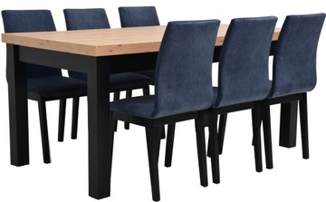 Solidny Stół 90x170/250 blat ARTISAN i 6 krzeseł