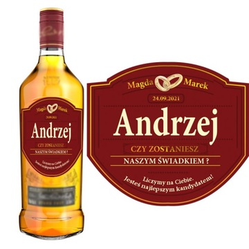 PREZENT DLA ŚWIADKA ŚLUBU PROŚBA LUB PODZIĘKOWANIE ETYKIETA WHISKY GRANTS