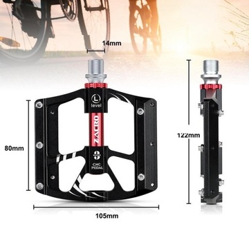 2 противоскользящие велосипедные педали из алюминия, 122x105x14 мм, 3 подшипника