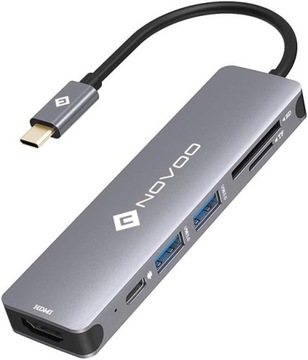 HUB MULTI-PORT USB C HUB 6 W 1 USB C DO HDMI HDMI 4K 2 USB 3.0 PORTY NOVOO