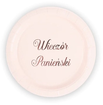 Talerzyki Różowe Wieczór Panieński 6 szt 18 CM