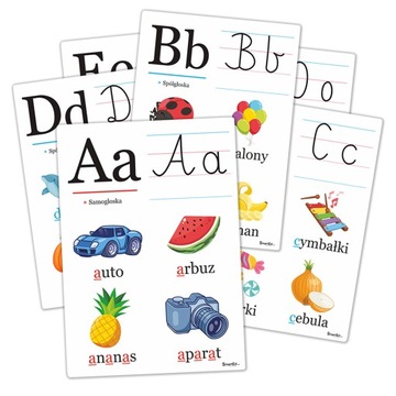 Plansze edukacyjne - Alfabet - zestaw plansz (A5, 23 kart)