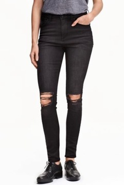 H&M HM Skinny High Trashed Jeans Spodnie 29/30