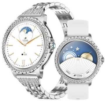 SMARTWATCH DAMSKI ZEGAREK CIŚNIENIE PULS CYRKONIE