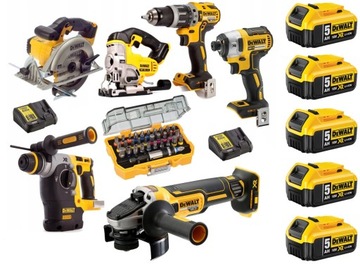 DEWALT ZESTAW NARZĘDZI COMBO 18V 6SZT 5X5.0Ah