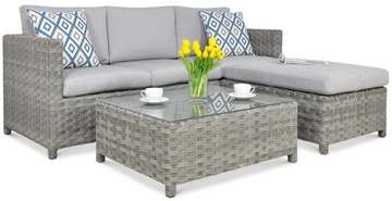 УГЛОВОЙ ДИВАН комплект из техно-ротанга MARCO CAFFE Modern Grey GARDEN FURNITURE